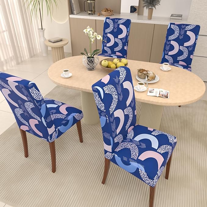 Stretch Dining Chair Covers Set of 4,Floral Print Chair Covers,Soft Removable Washable,Pet Friendly Furniture Protector,Universal Chair Slipcovers for Home, Kitchen,Ceremony Dining Room Seat