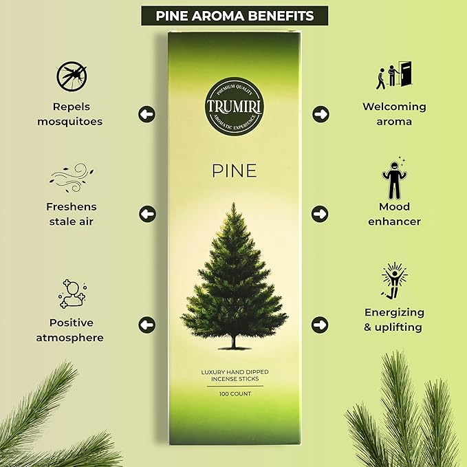 Pine Incense Sticks - Bulk Pack of 100 Insence-Sticks - Made with Natural Pino Oil - Scented Incienso Aromaticos Non Toxic Inscent Insense