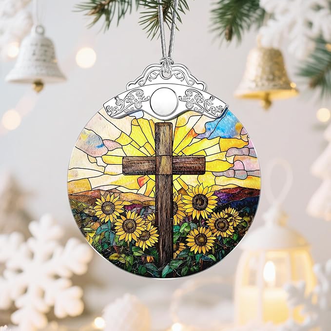 Christmas Ornaments: Christian Cross Ornament, Christmas Tree Decorations, Religious Holiday Decor, Stocking Stuffers, Gift Ideas, Xmas Gift & Christian Gifts, Religious Gifts