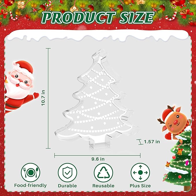 11" Christmas Tree Charcuterie Boards, Acrylic Reusable Serving Tray for Dessert Appetizer Display, Cute Decorative Snack Platter for Xmas Party Table Decoration