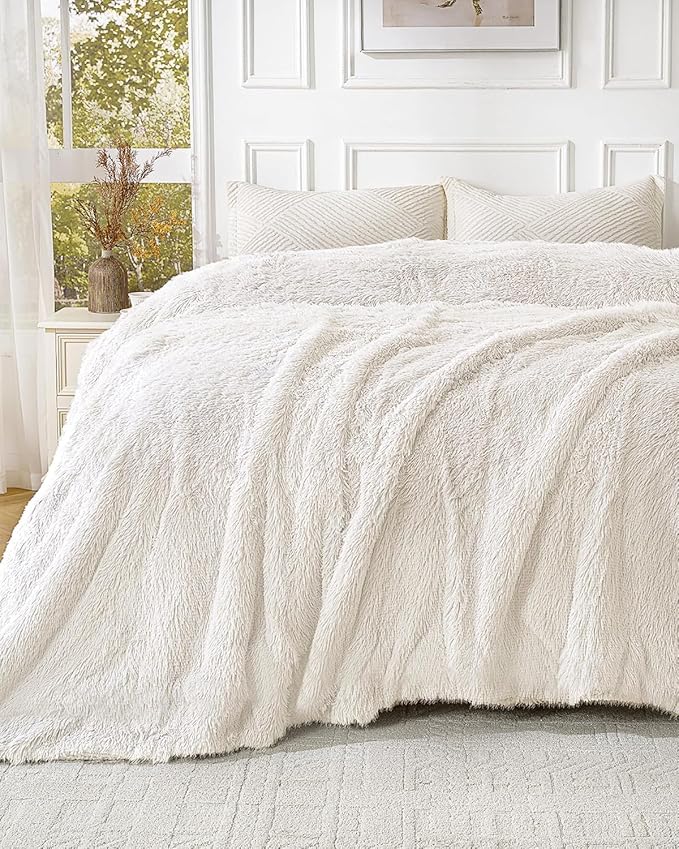 Super Soft Fluffy Faux Fur Sherpa Fleece Blankets Queen Size for Bed, Bedroom Decor Winter Big Blankets Thick Warm, Fuzzy Plush Heavy Bedding Cozy Gifts for Women Men Mom Dad, 90" x 90"