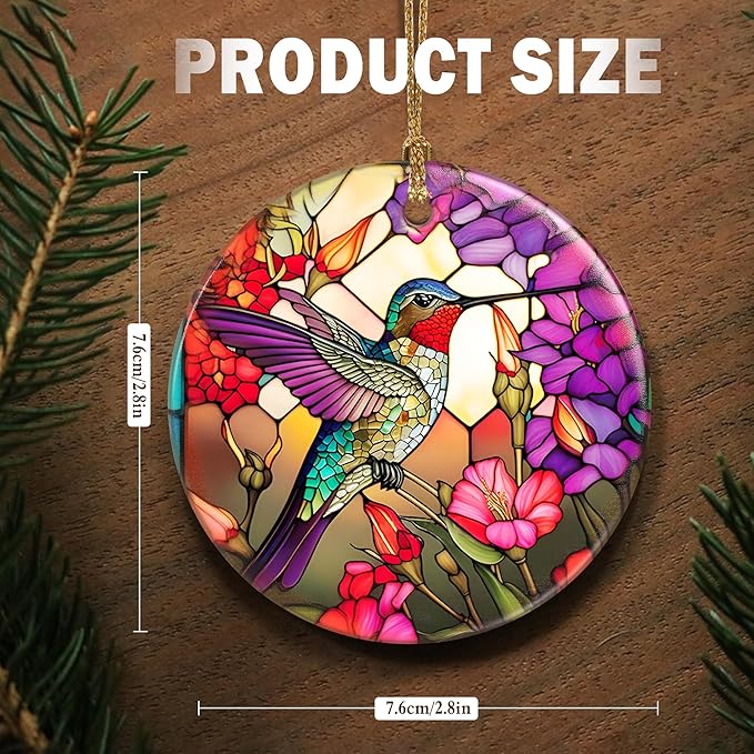 Touber Christmas Ornament, Christmas Decoration, Holiday Present Idea, Heirloom Keepsake, Round Ceramic, Gift Exchange, Gift Idea, Hummingbird