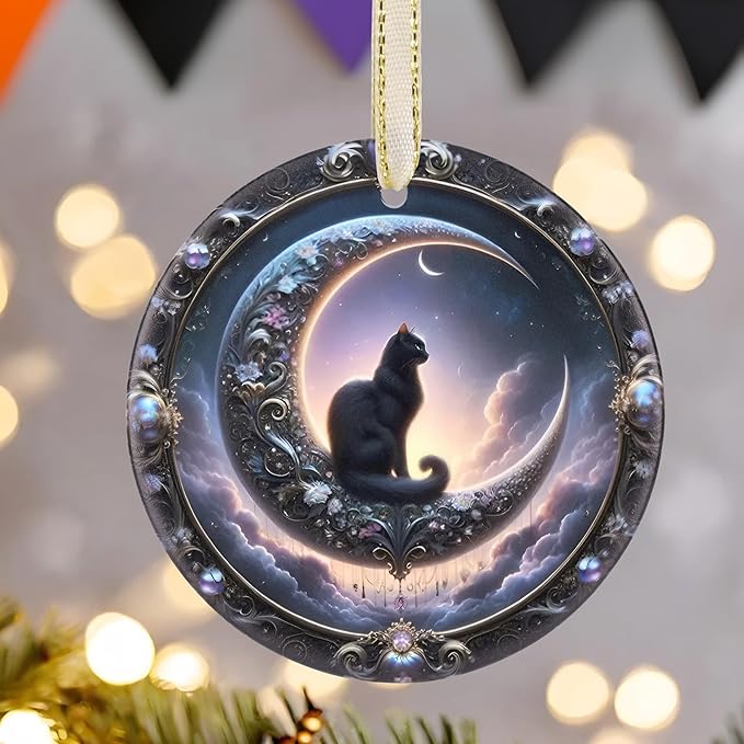 Christmas 2025 Ornaments, Christmas Ornament Gift, Holiday Keepsake, Stocking Stuffers, Gift Ideas - Witch Black Cat