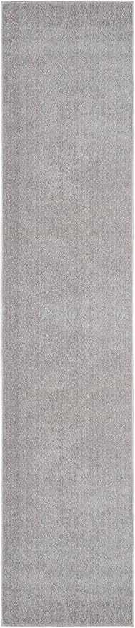 Nourison Home Essentials Indoor/Outdoor Silver Grey 2'2" x 18 Area Rug, Easy Cleaning, Non Shedding, Bed Room, Living Room, Dining Room, Backyard, Deck, Patio (2x18)