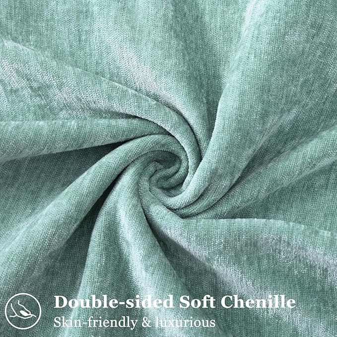 decorUhome Christmas Couch Throw Pillow Covers 20x20 Set of 2, Decorative Soft Euro Velvet Neutral Chenille Pillow Covers with Elegant Design for Sofa Bed Living Room Home Decor, Aqua Haze