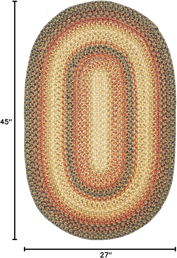 Russet Jute Braided Oval Rugs 27x45 - A Multicolor Oval Entryway Rug for Country Decor