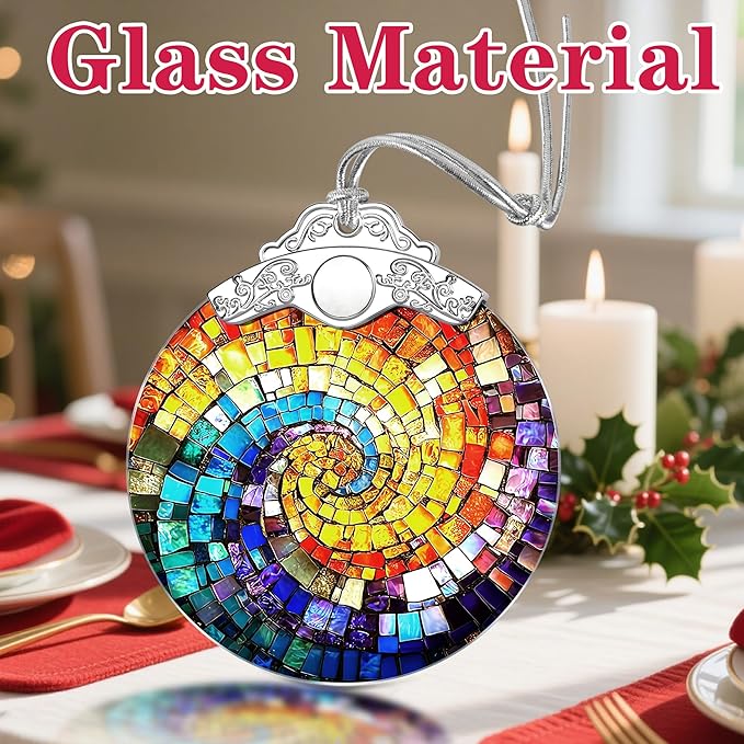 Christmas Ornament, Christmas Decoration, Stained Glass Ornament, Heirloom Keepsakes, Holiday Ornaments, Holiday Presents, Unique Xmas Gifts, Gift Exchange Ornaments, Gift Idea - Rainbow Spiral