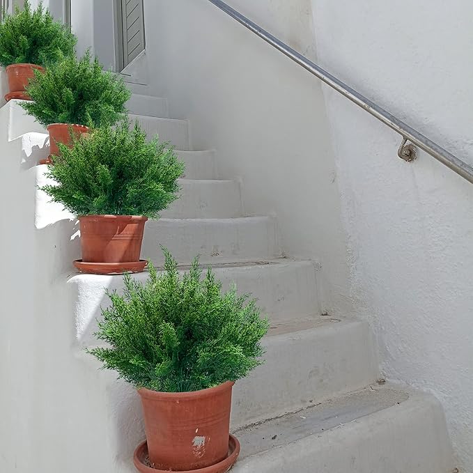 JIFTOK Artificial Flowers Fake Plants for Outdoor, 12pcs Outdoor Artificial Plants UV Resistant for Home Decor Indoor, Faux Greenery Shrubs Plastic Flowers for Office Kitchen Garden Porch(Pine Tree)