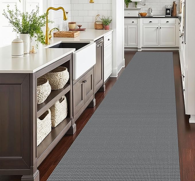 EARTHALL Runner Rug 3x20 Ft Washable Runners for Hallways Extra Long Woven Non Slip Entryway Runner Braided Kitchen Runner Indoor Outdoor Carpet Runners for Hotels, Officel, Stair, Dark Gray