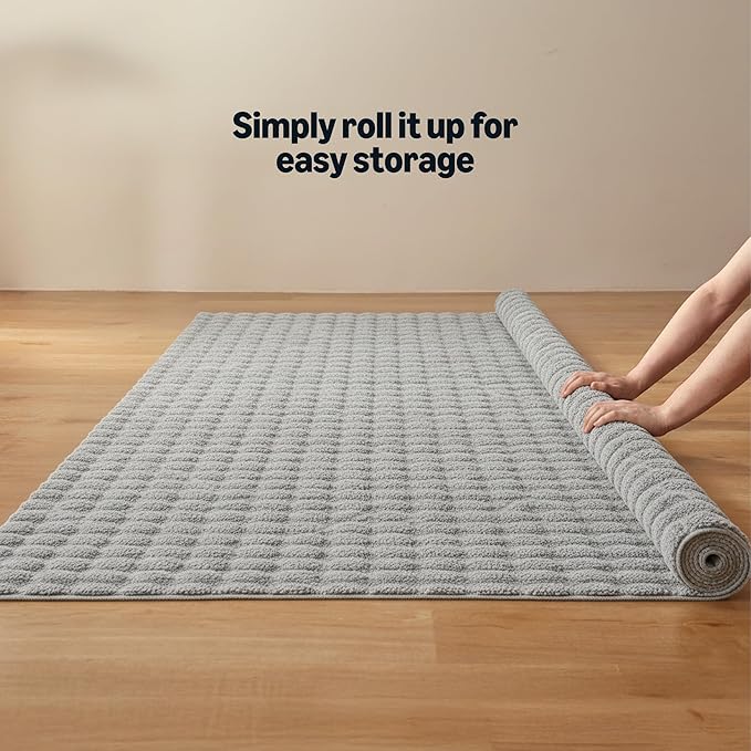 Amazon Basics Indoor Area Rug, 3D Bubble Washable Home Decor Carpet for Living Room, Bedroom, 8' W × 10' L, Grey