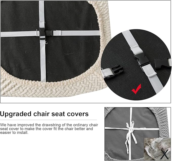 Genina Waterproof Seat Covers for Dining Room Chairs Covers Dining Chair seat Covers Kitchen Chair Covers slipcovers (Beige, 6 Pcs)