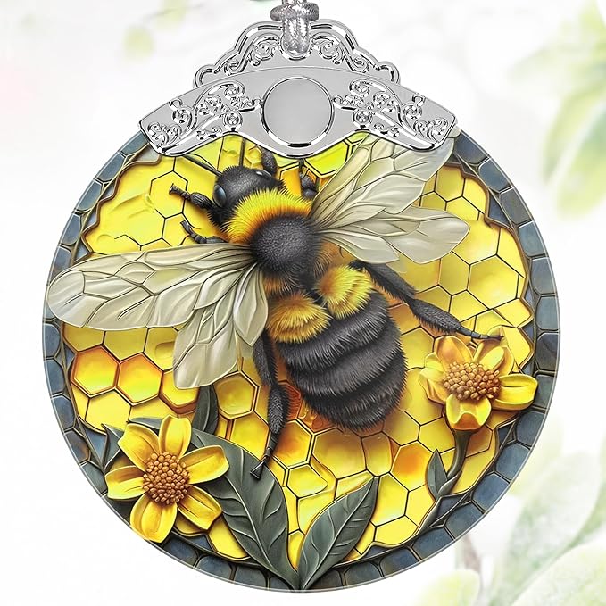 3" Stained Glass Bee Ornament, Christmas Ornament, Christmas Ornaments for Tree, Heirloom Keepsake, Gift Exchange, Gift Idea, Bauble Present