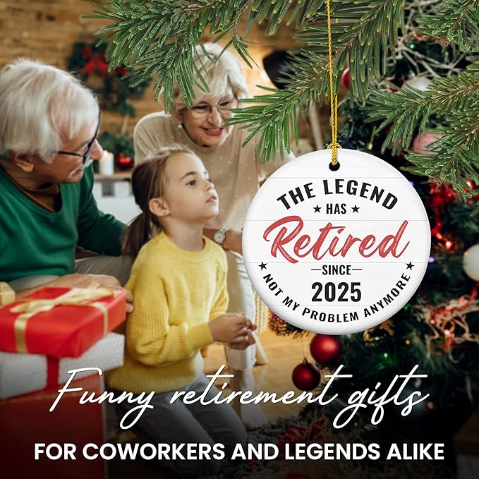 Christmas Retirement Gifts for Women Men - Ceramic Christmas Ornaments 2025 - Funny Retired Goodbye Farewell Coworker Leaving Gifts for Wome Coworkers Friends, Retirement Gift for Woman