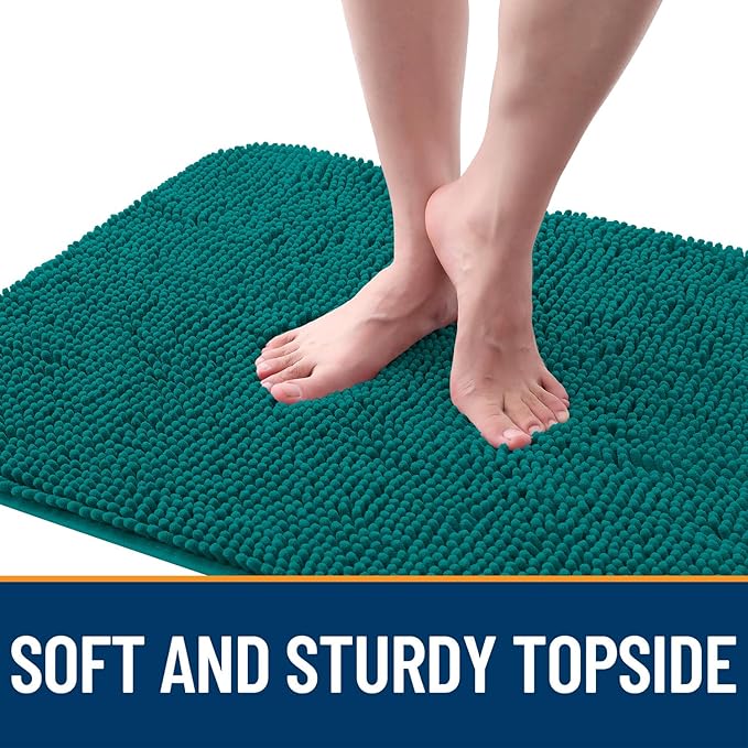 OLANLY Dog Door Mat for Muddy Paws 47x32, Absorbs Moisture and Dirt, Absorbent Non-Slip Washable Doormat, Quick Dry Chenille Mud Mat for Dogs, Entry Indoor Entryway Carpet for Inside Floor, Lake Blue