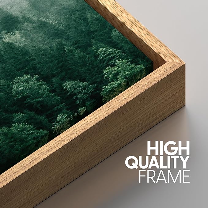 SIGNWIN Framed Canvas Print Wall Art Set Fog & Mist Mountain Forest Valley Nature Wilderness Photography Modern Art Landscape Relax/Calm for Living Room, Bedroom, Office - 16"x24"x3 Natural