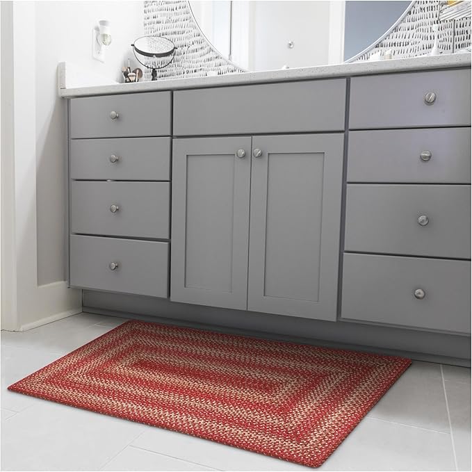 Homespice Apple Pie Jute Braided Rug 2x3' - Premium Country Kitchen Rugs Also Ideal to Use in Kitchen and Bathroom