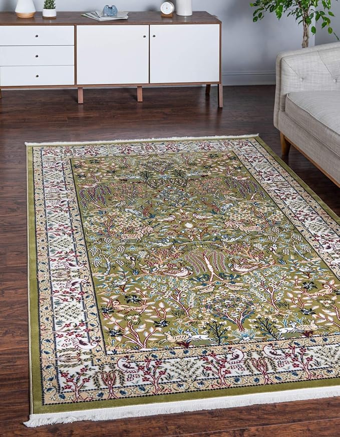 Unique Loom Narenj Collection Area Rug - Bristol (7' 10" x 10' Rectangle, Green/ Ivory)
