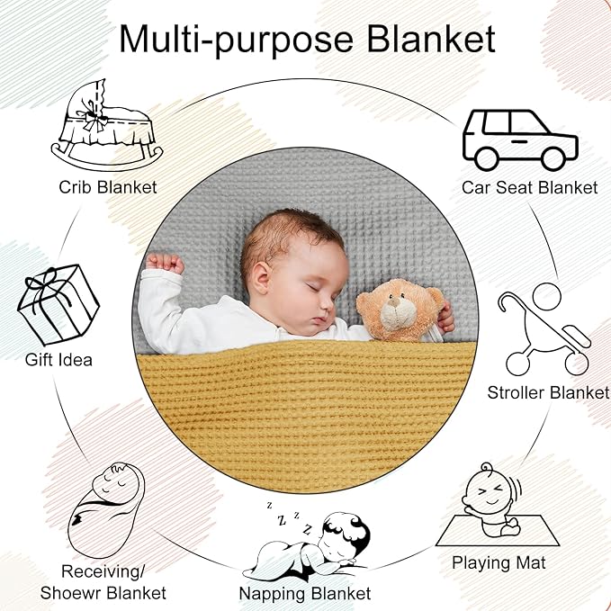 PHF 100% Cotton Waffle Weave Blanket Baby Size,Snag Proof Throw for, 30x40,Lightweight Breathable Moisture-Wicking,Oeko-TEX Certified,Machine Washable, Home Decor Gift-Ginger