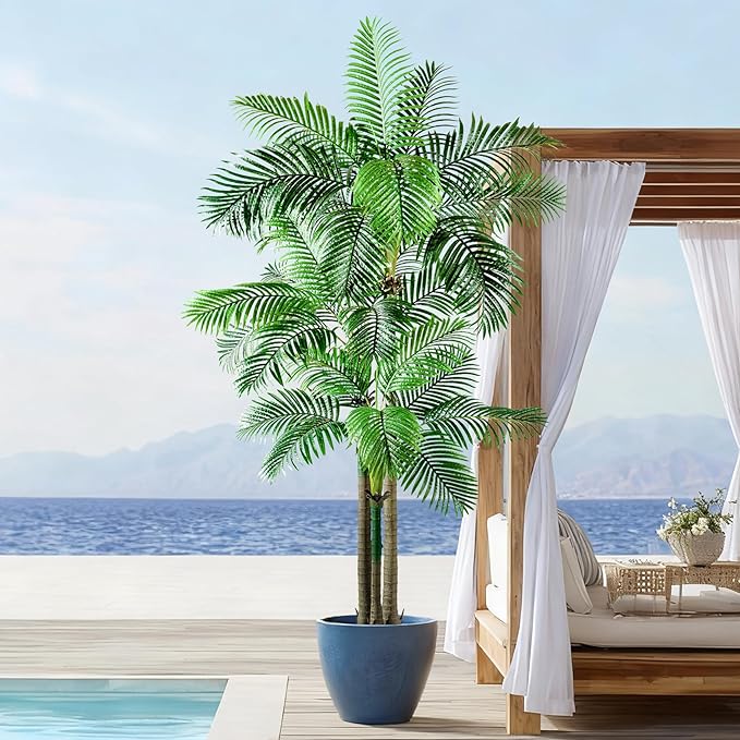 Large Artificial Palm Tree Big Faux Tropical Trees Indoor Outdoor Realistic Floor Plants Tall Fake Plant for Home Living Room Office Decor Porch Outside Patio arboles para Modern Farmhouse decoracion