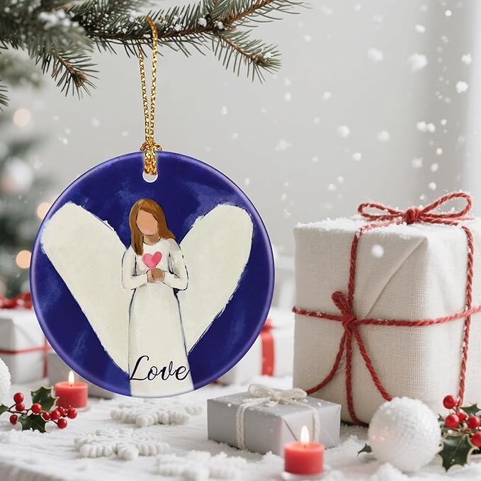 Love Angel Christmas Ornament, Christmas Tree Ornaments, Keepsake Ornaments, Holiday Decor, Angel Gift, Holiday or Xmas Gifts, Gifts for Friends and Family