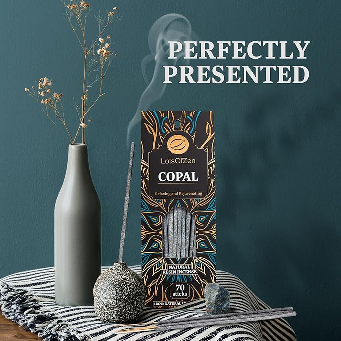 Copal Incense Sticks (70 Pack) – Long Burning White Copal Resin Smudge Kit for Cleansing, Meditation, Rituals & Home Energy Refresh