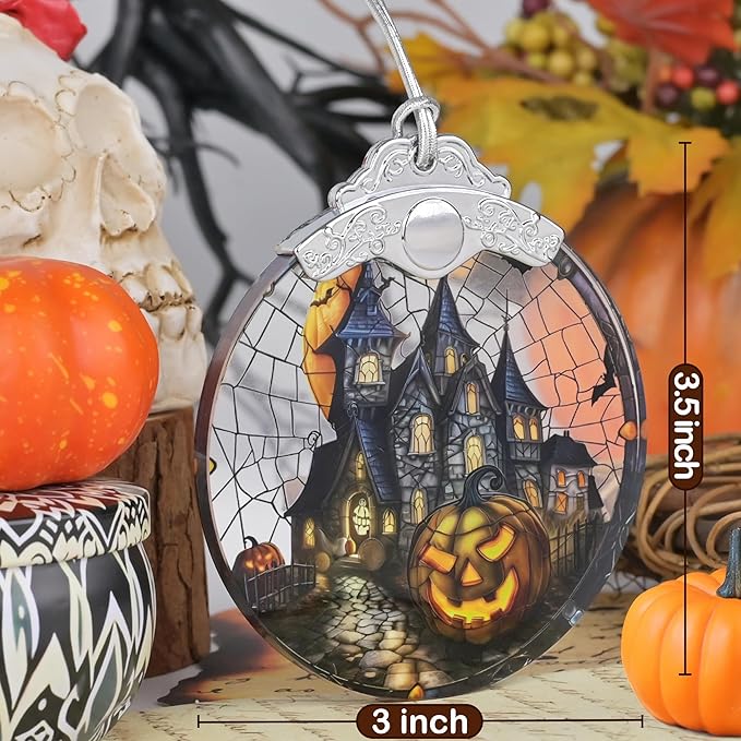 Stained Glass Decor - Christmas Ornaments - Christmas Tree Ornaments - Holiday Decorations - Gift Exchange - Gift Ideas - Gifts for Xmas (Haunted Mansion Town)