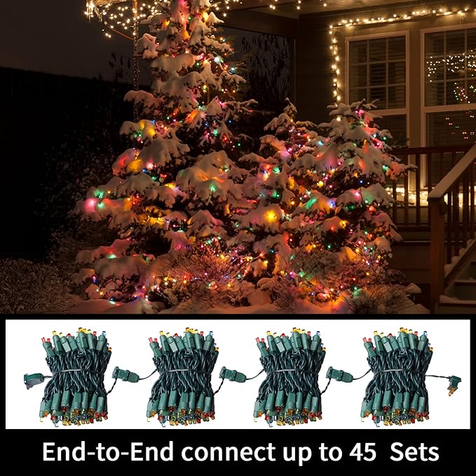 LAMPHOME 100 Count Multicolor- String Lights - 21.6FT LED Christmas Light, Mini led for Indoor Outdoor Home Holiday Party Wedding Independence Day Decoration