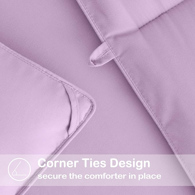 EASELAND Twin XL Down Alternative Comforter - Quilted Duvet Insert for All Seasons, Soft Lightweight with Corner Tabs, Summer Winter Warm Bedding, Lavender 68×92 Inches