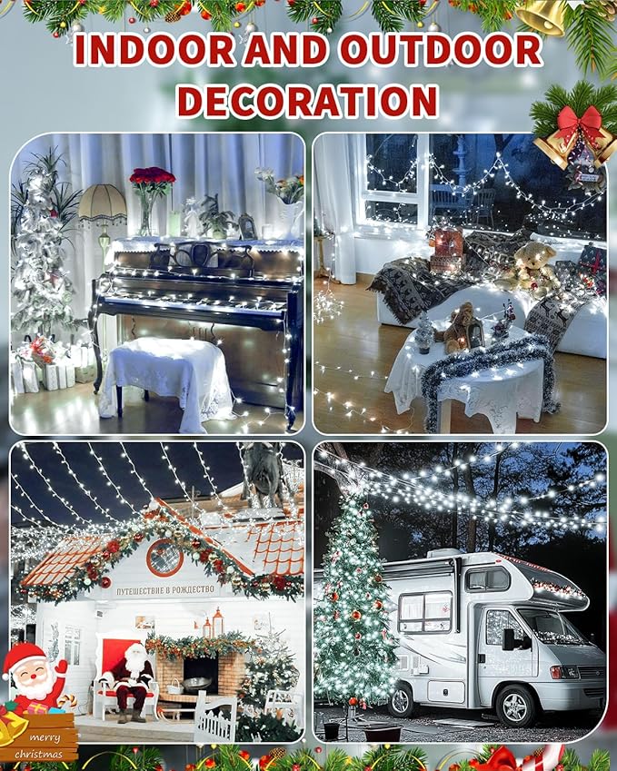 Christmas Lights String Outdoor Indoor, Cold White 403FT 1200 LED Xmas Tree Decorations Lights,Plug in Twinkle Fairy Light with Remote Timer for Room Yard Holiday Party Wedding Camping Decor