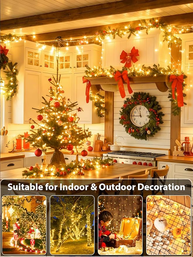 1000 LED Christmas Lights Outdoor Indoor, Super Long 330 FT Green Wire Plug In String Lights with Memory & Timer & 8 Modes, Waterproof Fairy Light for Tree Party Garden Patio Xmas Decor, Warm White