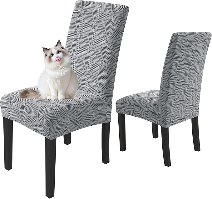YEMYHOM Dining Chair Covers Set of 2, Stretch Dining Room Parsons Chair Slipcover, Removable Washable Furniture Protector for Home, Kitchen, Banquet (Light Gray)