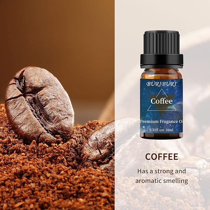 BURIBURI Sandalwood Oil Essential Oil and Coffee Essential Oil 10ml, 100% Pure Coffee Fragrance Oil for Diffuser, Massage