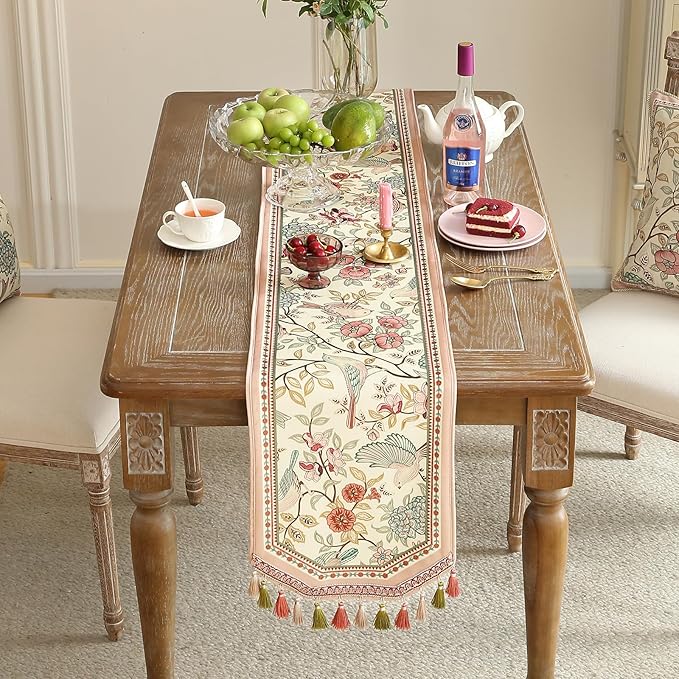 patdrea Velvet French Table Runner Farmhouse for Home Kitchen Dining Decor Parties Family Dinners Wedding 12"*63"