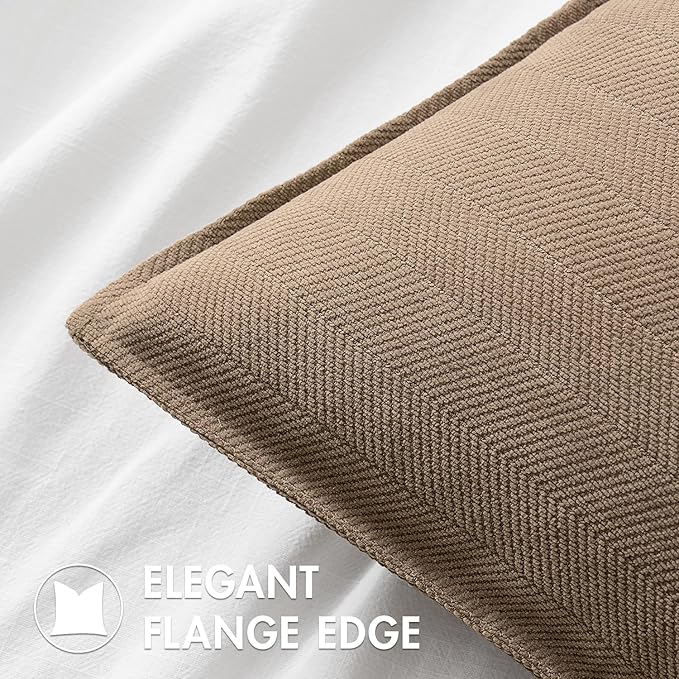 MIULEE Pack of 2 Coco Brown Decorative Lumbar Pillow Covers 12x20 Inch Soft Chenille Luxurious Couch Throw Pillows Farmhouse Cushion Covers with Elegant Design for Sofa Bedroom Living Room Home Decor