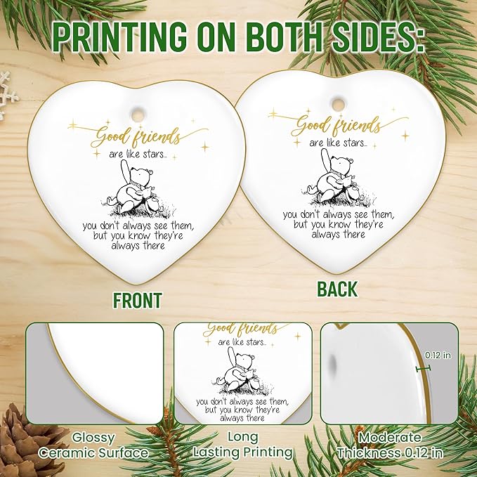 GEEMBI Christmas Friend Gifts for Women Men – Gold-Trimmed Ceramic Friends Christmas Ornaments 2025 – Soul Sister BFF Bestie Friendship Gifts for Women, Friends Ornament for Tree, Sisters Ornament
