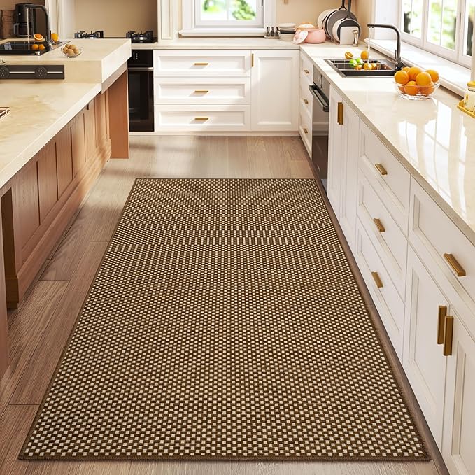 3x5 ft Area Rug Entryway Runner Rug Non Slip Washable, Boho Woven Kitchen Runner Rugs Door Mat Entry Rugs Carpet for Indoor Foyer Backdoor Hallway Floor Bedroom Living Room, Dark Brown/Coffee