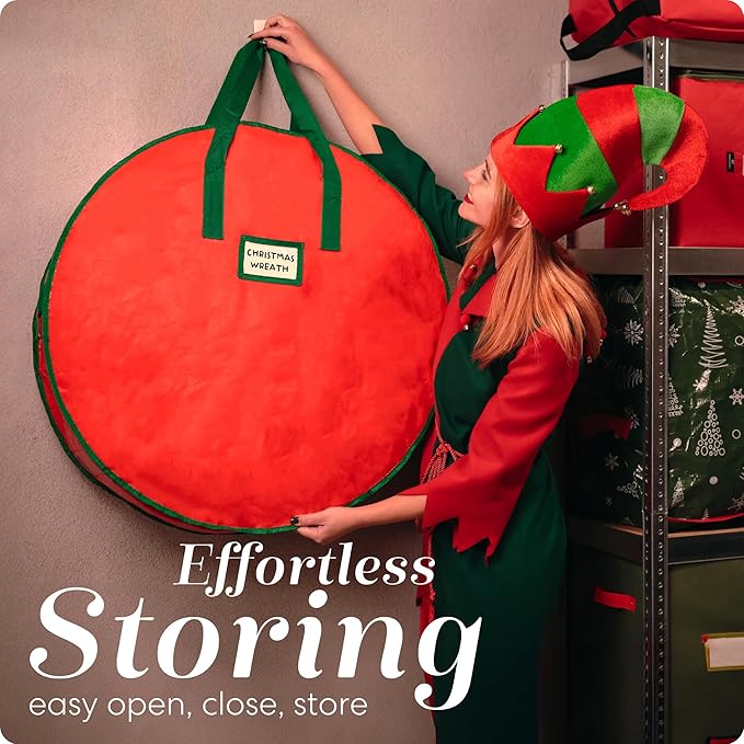 Handy Laundry Christmas Wreath Storage Bag - 2-PACK Durable, Tarp Material, Zipper, Sturdy Carry Handle, Dust, Pest Protection - Ideal Home, Garage Organization for Holiday Wreath Decoration (30")