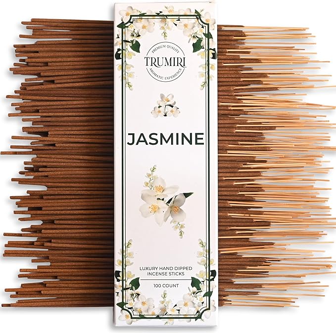 Jasmine Incense Sticks - Pack of 100 Inscents-Sticks - Inciensos Aromaticos para La Casa - Made with Natural Insence Ingredients - Scented Insense Non Toxic Incents