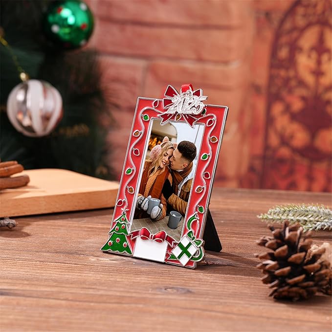 2023 Red Picture Frame Ornament, Mr & Mrs Couples Family Christmas Tree Photo Frame Ornament Decor Romantic Couples Gifts Ideas Table or Xmax Tree Two Ways Using (Red 3)