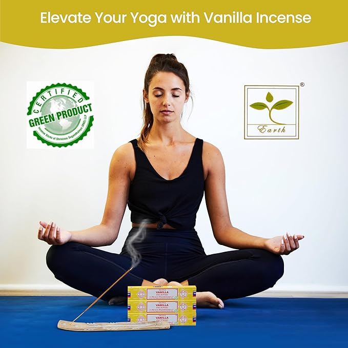 Satya Nagchampa Vanilla Incense Sticks, Satya Bng (Bangalore) Insenses 15gmx3 Pack (45 GMS) with Raajsee Incense Holder Bundle, Satya Nagchampa Natural Incense