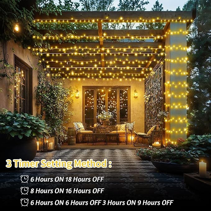 552 FT 1400 LED Christmas Lights Outdoor Decorations Super Long Fairy String Waterproof 8 Modes Timer Clear Wire for Outside House Tree Patio Yard Wedding Party Holiday-Warm White