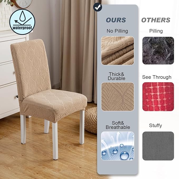 Waterproof Dining Chair Covers, Chair Covers for Dining Room, Stretch Parsons Chair Slipcover, Removable, Washable for Dining Room Kitchen Chair Protector Cover