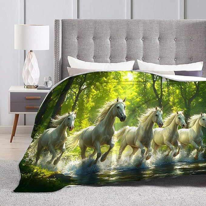 Tijuboni Horses Throw Blanket Horse Gifts for Girls Boys Women Men Kids Adults Soft Flannel Fleece Blanket for Couch Sofa Bed Home Decor 50"x60"