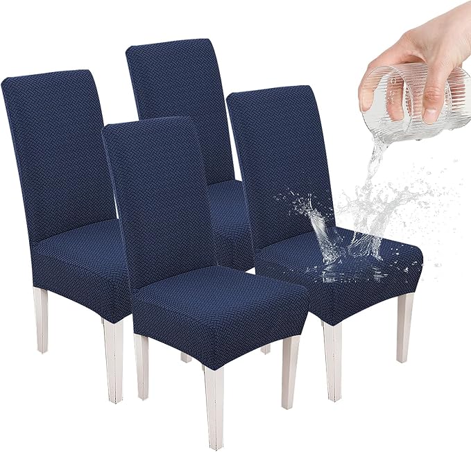 Parsons Dining Chair Cover, Detachable Sofa Chair Cover, Retractable Chair Cover (4, Navy Blue)