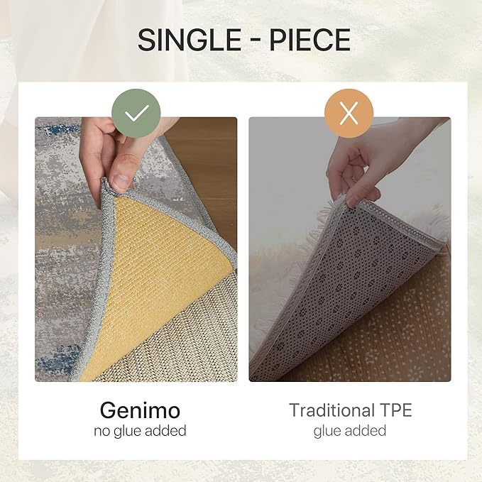 GENIMO No Crease Non Slip 8x10 Area Rugs for Living Room, Craft Woven Modern Abstract Rug, Soft Floor Carpet, Single-Piece Rugs for Bedroom, Dining Room, Office, Blue