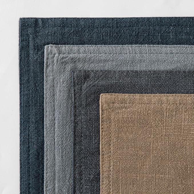 MIULEE Neutral Navy Linen Pillow Covers Pack of 4 Christmas Decorative Natural Throw Pillow Covers Soft Accent Boho Farmhouse Couch Pillowcases Coastal Home Decor for Living Room Bed Sofa 24x24 Inch
