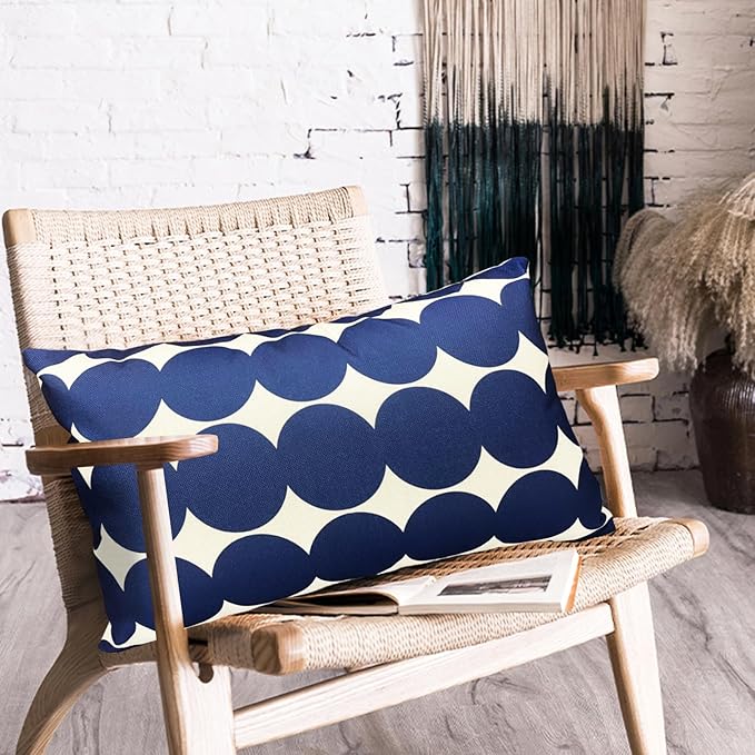 Decorative Throw Pillow Covers Set of 2 Blue Fashion Polka dot Pillow Covers 12x20 Inch Throw Pillow Cover Linen Pillowcase Farmhouse Outdoor Pillow Covers for Couch Sofa Living Room