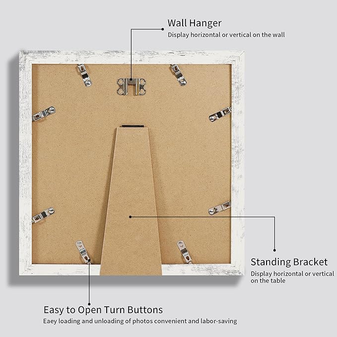 iRahmen 12x12 Picture Frame Set of 4 with Tempered Glass, Display 10x10 Picture with Mat or 12 x 12 Without Mat, Mixed Color Wood Photo Frames for Tabletop Display and Wall Mounting