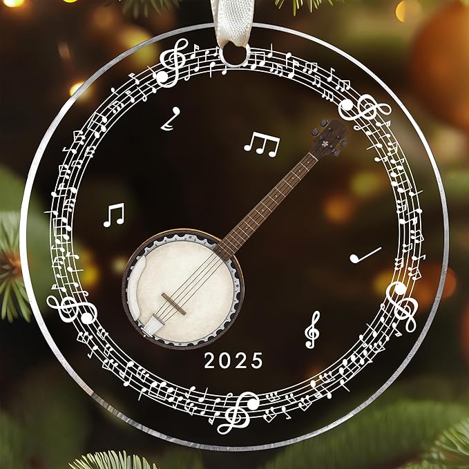 Banjo Ornaments - Banjo Christmas Ornament - Music Ornaments for Christmas Tree - Music Gifts for Lovers, Players, Teachers, Girls, Women - Acrylic Ornament 2025
