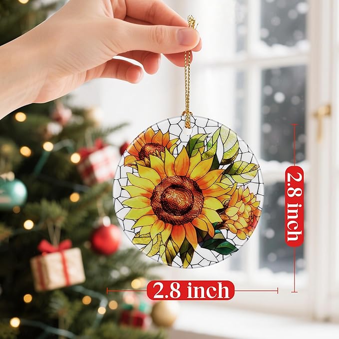 Sunflower Christmas Ornaments: Christmas Tree Ornaments, Holiday Decor for Sunflower Lovers, Stocking Stuffers, Gift Ideas, Xmas Gifts & Flower Lover Gifts